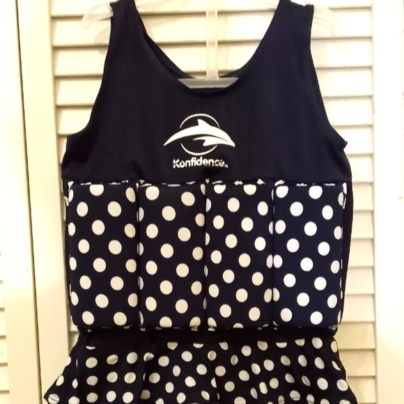 Toddler Girls Konfidence Dark Blue and White One Piece Life Jacket - Picture 6 of 7